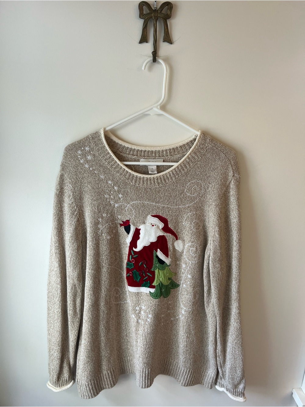 C.J. Banks Santa Cardinal Felt Christmas Embroidered Sweater Women’s 1X